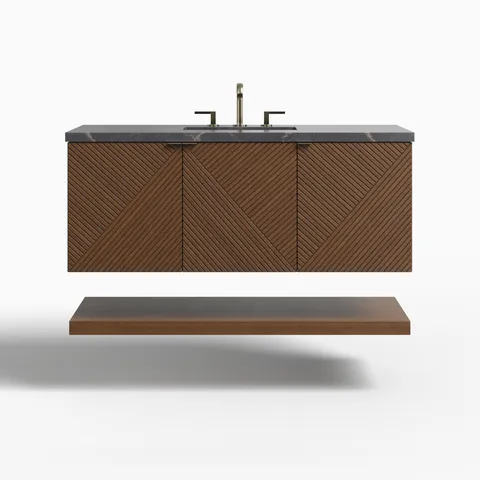Royce 48" Single Vanity in Chestnut with 3 cm Parisien Bleu Quartz Top