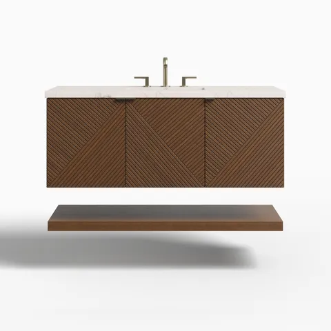 Royce 48" Single Vanity in Chestnut with 3 cm Victorian Silver Quartz Top