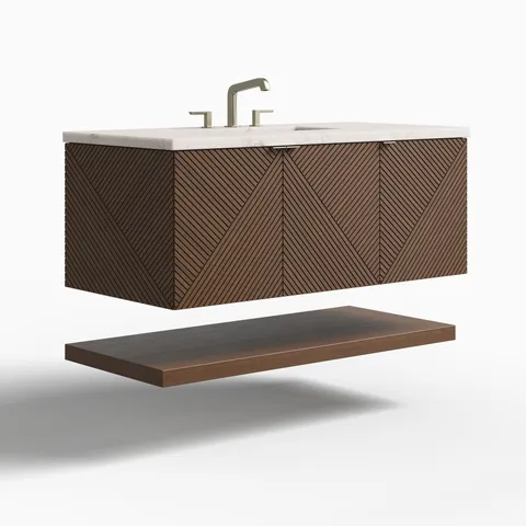 Royce 48" Single Vanity in Chestnut with 3 cm Victorian Silver Quartz Top