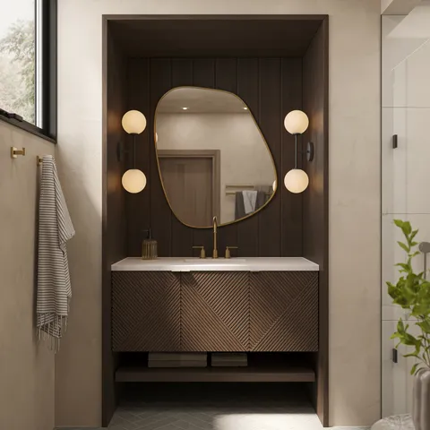 Royce 48" Single Vanity in Chestnut with 3 cm White Zeus Quartz Top