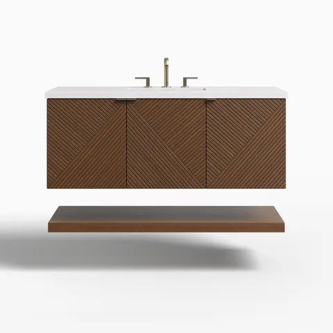 Royce 48" Single Vanity in Chestnut with 3 cm White Zeus Quartz Top