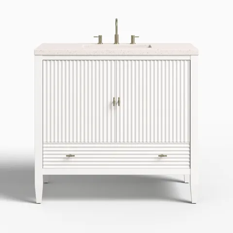 Sasha 36" Single Vanity in Bright White with 3 cm Lime Delight Quartz Top