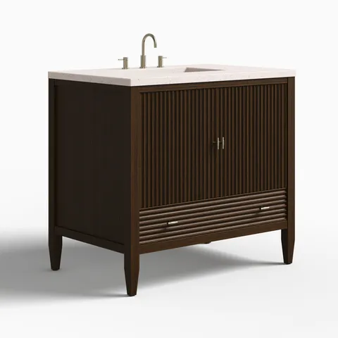 Sasha 36" Single Vanity in Mid Century Walnut with 3 cm Lime Delight Quartz Top