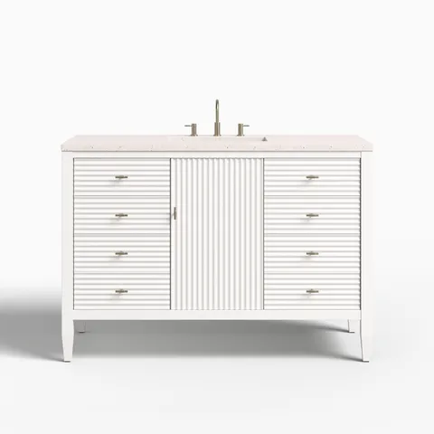 Sasha 48" Single Vanity in Bright White with 3 cm Lime Delight Quartz Top