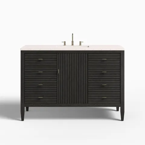 Sasha 48" Single Vanity in Carbon Oak with 3 cm Lime Delight Quartz Top