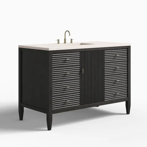 Sasha 48" Single Vanity in Carbon Oak with 3 cm Lime Delight Quartz Top