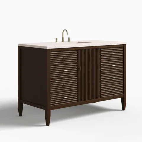 Sasha 48" Single Vanity in Mid Century Walnut with 3 cm Lime Delight Quartz Top