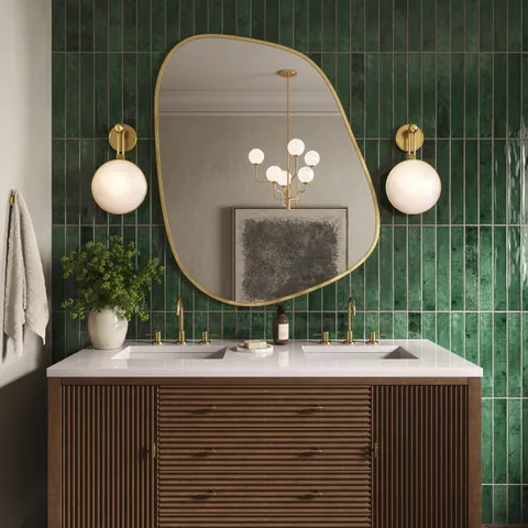 Sasha 60" Double Vanity in Mid Century Walnut with 3 cm White Zeus Quartz Top
