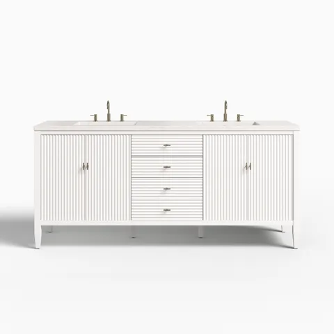 Sasha 72" Double Vanity in Bright White with 3 cm Eternal Jasmine Pearl Quartz Top