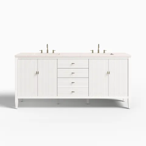 Sasha 72" Double Vanity in Bright White with 3 cm Lime Delight Quartz Top