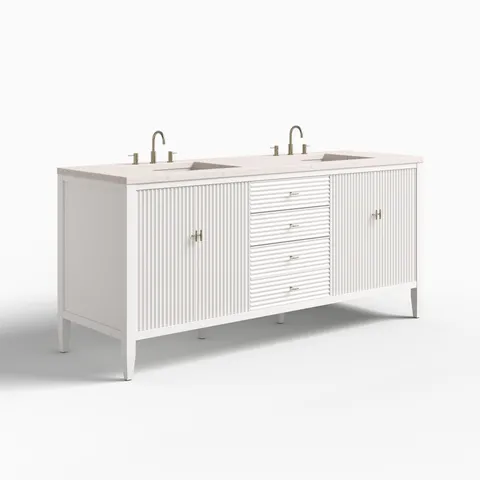 Sasha 72" Double Vanity in Bright White with 3 cm Lime Delight Quartz Top