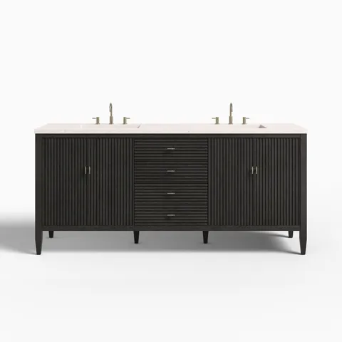 Sasha 72" Double Vanity in Carbon Oak with 3 cm Lime Delight Quartz Top