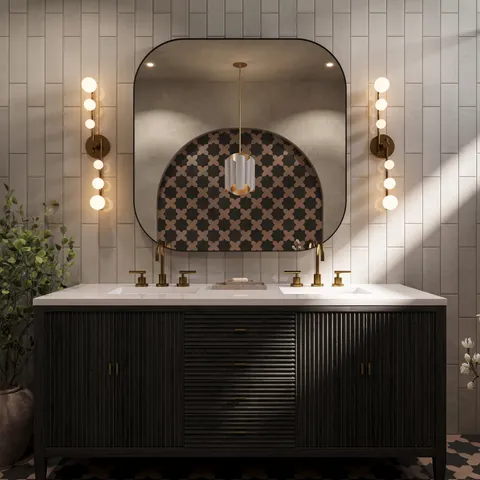 Sasha 72" Double Vanity in Carbon Oak with 3 cm White Zeus Quartz Top