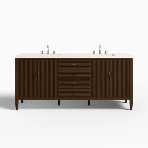 Sasha 72" Double Vanity in Mid Century Walnut with 3 cm Lime Delight Quartz Top