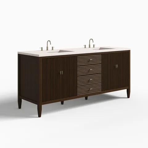 Sasha 72" Double Vanity in Mid Century Walnut with 3 cm Lime Delight Quartz Top