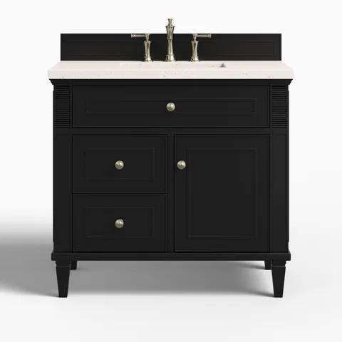 Elodie 36" Single Vanity in Black Onyx with 3 cm Lime Delight Quartz Top