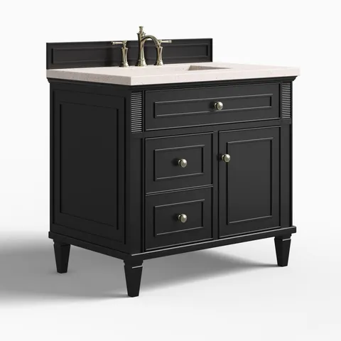 Elodie 36" Single Vanity in Black Onyx with 3 cm Lime Delight Quartz Top