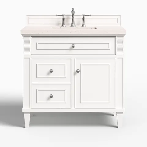 Elodie 36" Single Vanity in Bright White with 3 cm Lime Delight Quartz Top