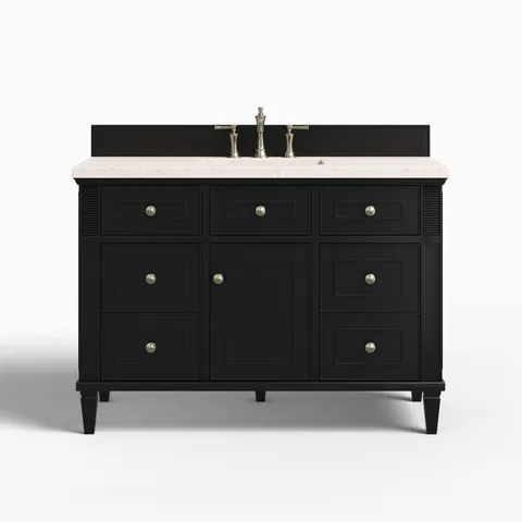 Elodie 48" Single Vanity in Black Onyx with 3 cm Lime Delight Quartz Top