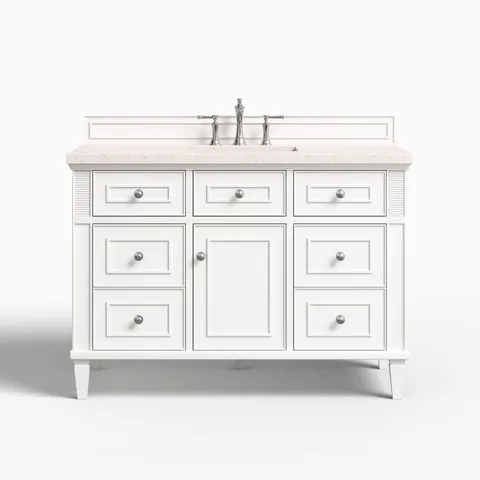 Elodie 48" Single Vanity in Bright White with 3 cm Lime Delight Quartz Top