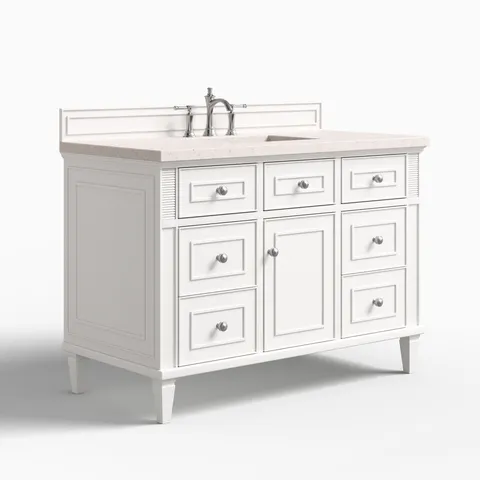 Elodie 48" Single Vanity in Bright White with 3 cm Lime Delight Quartz Top