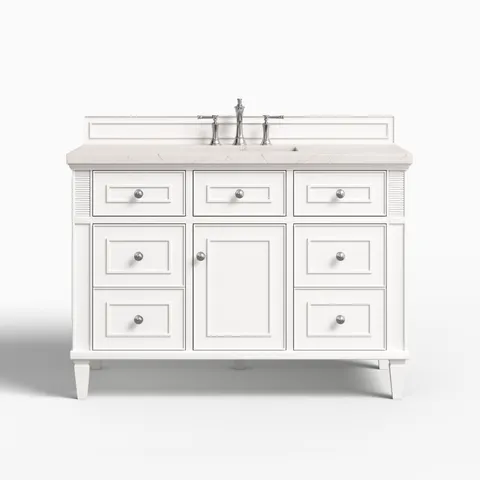 Elodie 48" Single Vanity in Bright White with 3 cm Victorian Silver Quartz Top