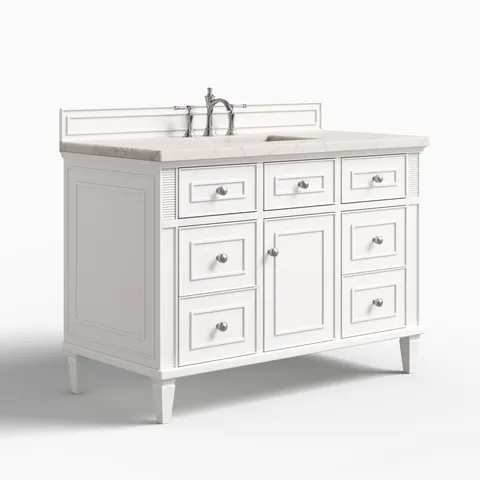 Elodie 48" Single Vanity in Bright White with 3 cm Victorian Silver Quartz Top