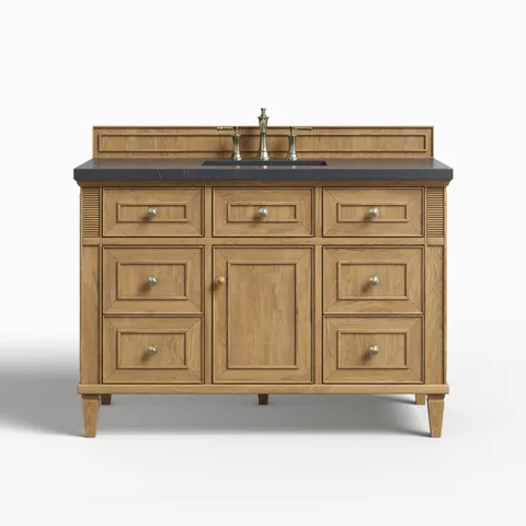 Elodie 48" Single Vanity in Light Natural Oak with 3 cm Charcoal Soapstone Quartz Top