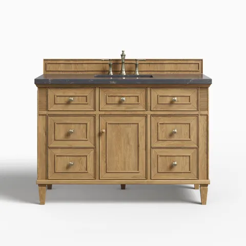 Elodie 48" Single Vanity in Light Natural Oak with 3 cm Parisien Bleu Quartz Top