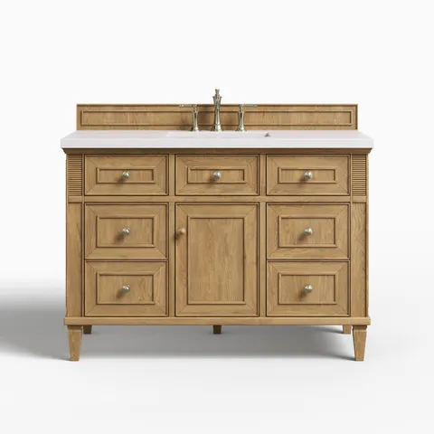 Elodie 48" Single Vanity in Light Natural Oak with 3 cm White Zeus Quartz Top