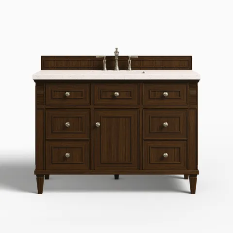 Elodie 48" Single Vanity in Mid-Century Walnut with 3 cm Lime Delight Quartz Top
