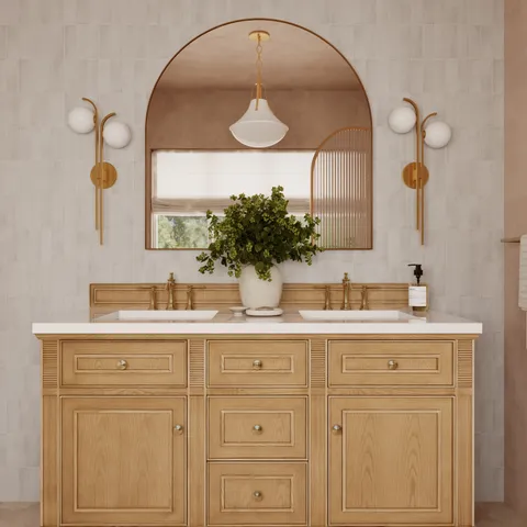 Elodie 60" Double Vanity in Light Natural Oak with 3 cm White Zeus Quartz Top