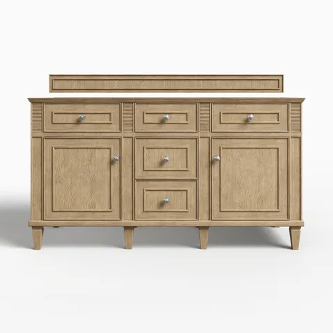 Elodie 60" Double Vanity Cabinet in Whitewashed Oak