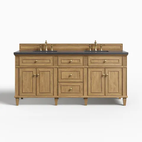 Elodie 72" Double Vanity in Light Natural Oak with 3 cm Charcoal Soapstone Quartz Top
