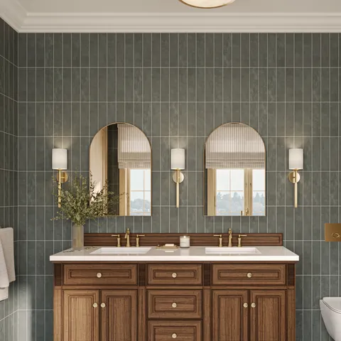 Elodie 72" Double Vanity in Mid-Century Walnut with 3 cm White Zeus Quartz Top