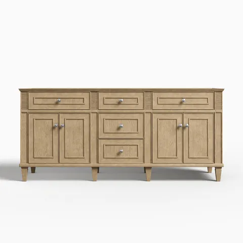 Elodie 72" Double Vanity Cabinet in Whitewashed Oak