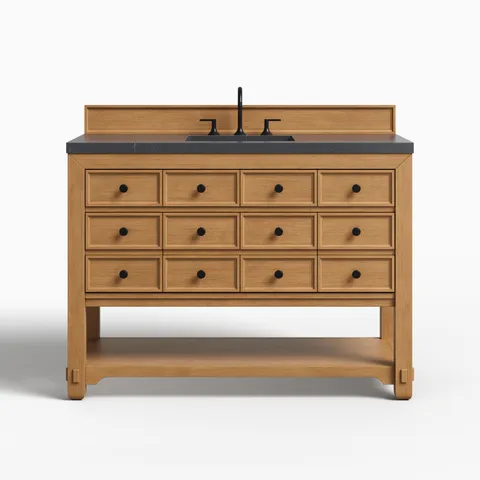 Rosalie 48" Single Vanity in Amber Birch with 3 cm Charcoal Soapstone Quartz Top