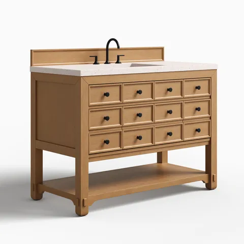 Rosalie 48" Single Vanity in Amber Birch with 3 cm Lime Delight Quartz Top