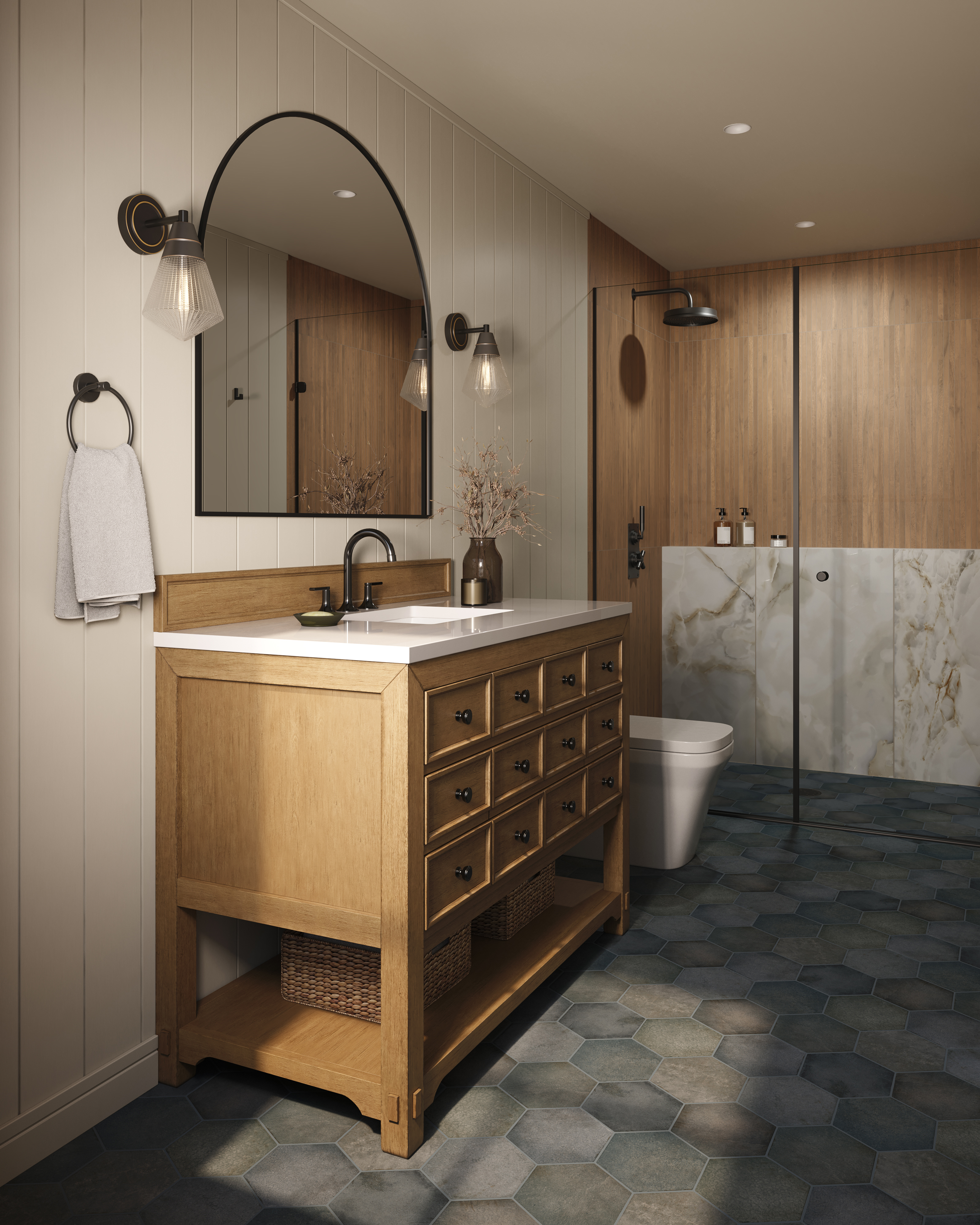 ペインテッドレディ　8号　モスポール Juliet 7 x 8 Hexagon Matte Porcelain Tile in Denim | Edward Martin