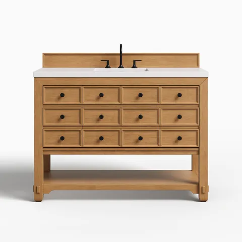 Rosalie 48" Single Vanity in Amber Birch with 3 cm White Zeus Quartz Top
