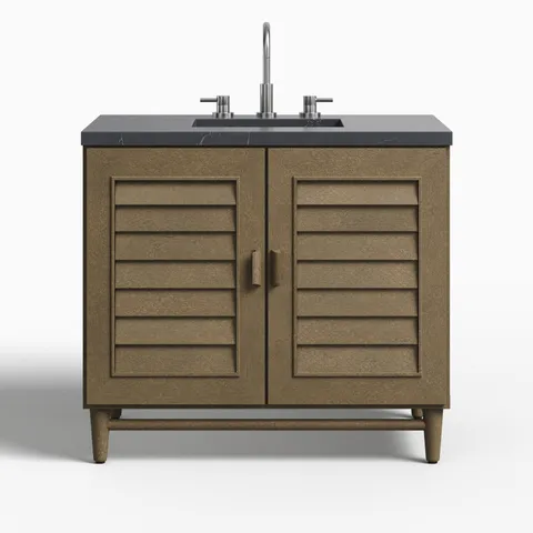 Trisha 36" Single Vanity in Whitewashed Walnut with 3 cm Charcoal Soapstone Quartz Top
