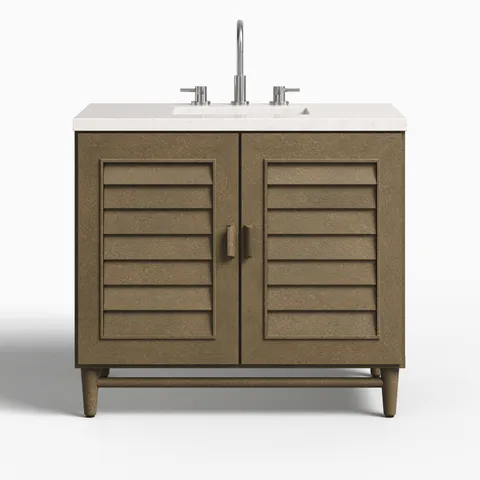 Trisha 36" Single Vanity in Whitewashed Walnut with 3 cm Eternal Jasmine Pearl Quartz Top