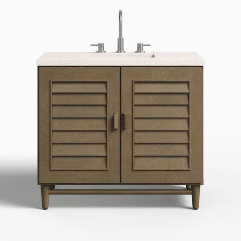Trisha 36" Single Vanity in Whitewashed Walnut with 3 cm Lime Delight Quartz Top