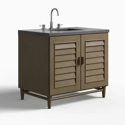 Trisha 36" Single Vanity in Whitewashed Walnut with 3 cm Parisien Bleu Quartz Top