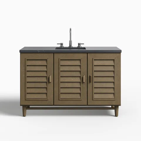Trisha 48" Single Vanity in Whitewashed Walnut with 3 cm Charcoal Soapstone Quartz Top