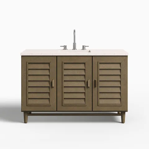 Trisha 48" Single Vanity in Whitewashed Walnut with 3 cm Lime Delight Quartz Top