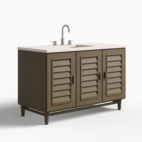 Trisha 48" Single Vanity in Whitewashed Walnut with 3 cm Lime Delight Quartz Top