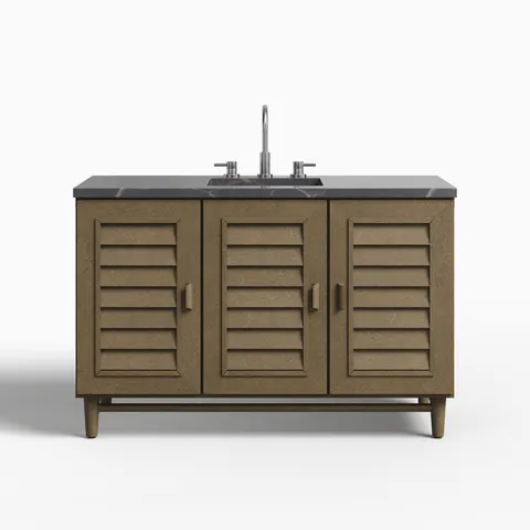 Trisha 48" Single Vanity in Whitewashed Walnut with 3 cm Parisien Bleu Quartz Top