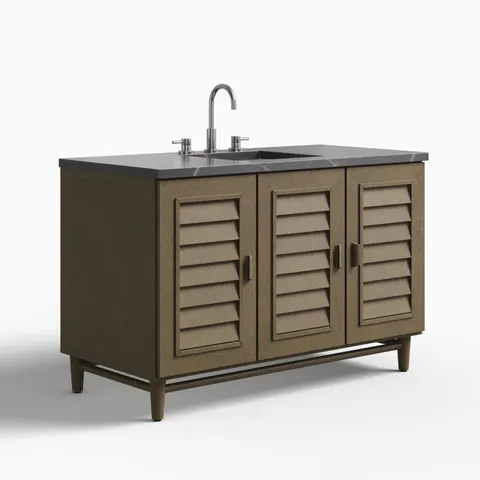 Trisha 48" Single Vanity in Whitewashed Walnut with 3 cm Parisien Bleu Quartz Top