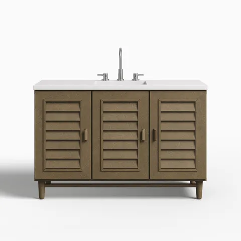 Trisha 48" Single Vanity in Whitewashed Walnut with 3 cm White Zeus Quartz Top
